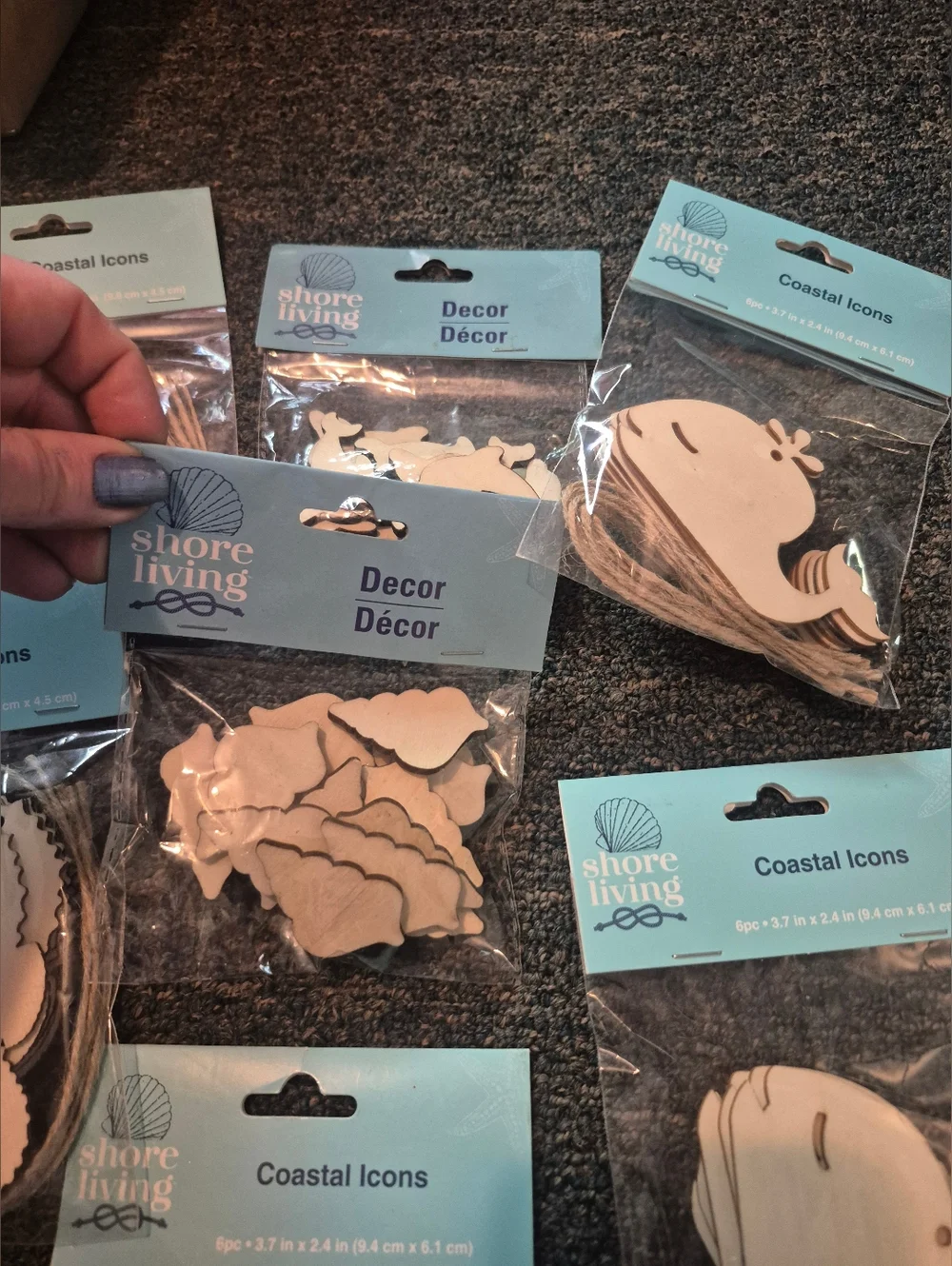 11pk Shore Living Wood Coastal Icons - Whale, Seahorse & Dolphin Wood Cutouts